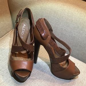 Aldo brown leather sophisticated heel.